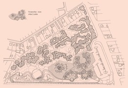 Plan osiedla cité Pierre Semard, na szaro część niezrealizowana