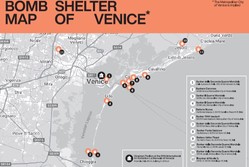 Mapa schronów bombowych w Wenecji, element kampanii promocyjnej Bickerstaff.623 dla Pawilonu Ukraińskiego na 60. Biennale Sztuki w Wenecji