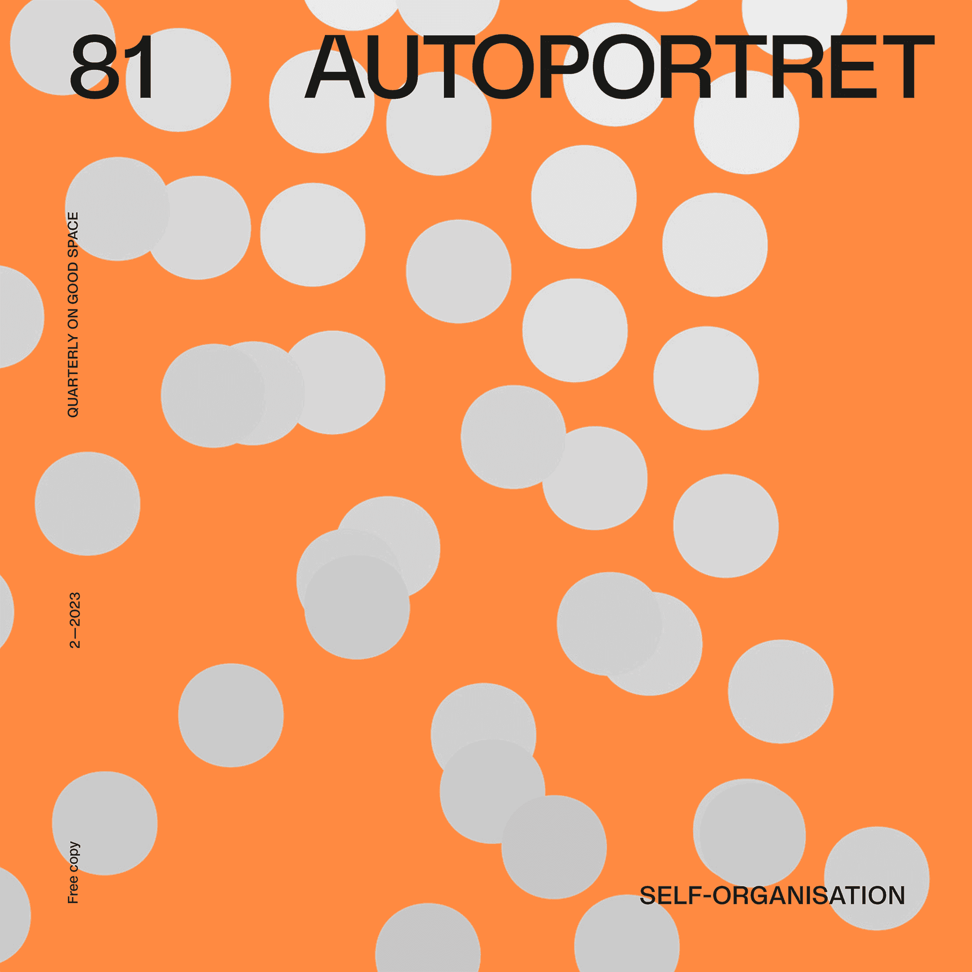 Self-organisation issue cover with gray dots